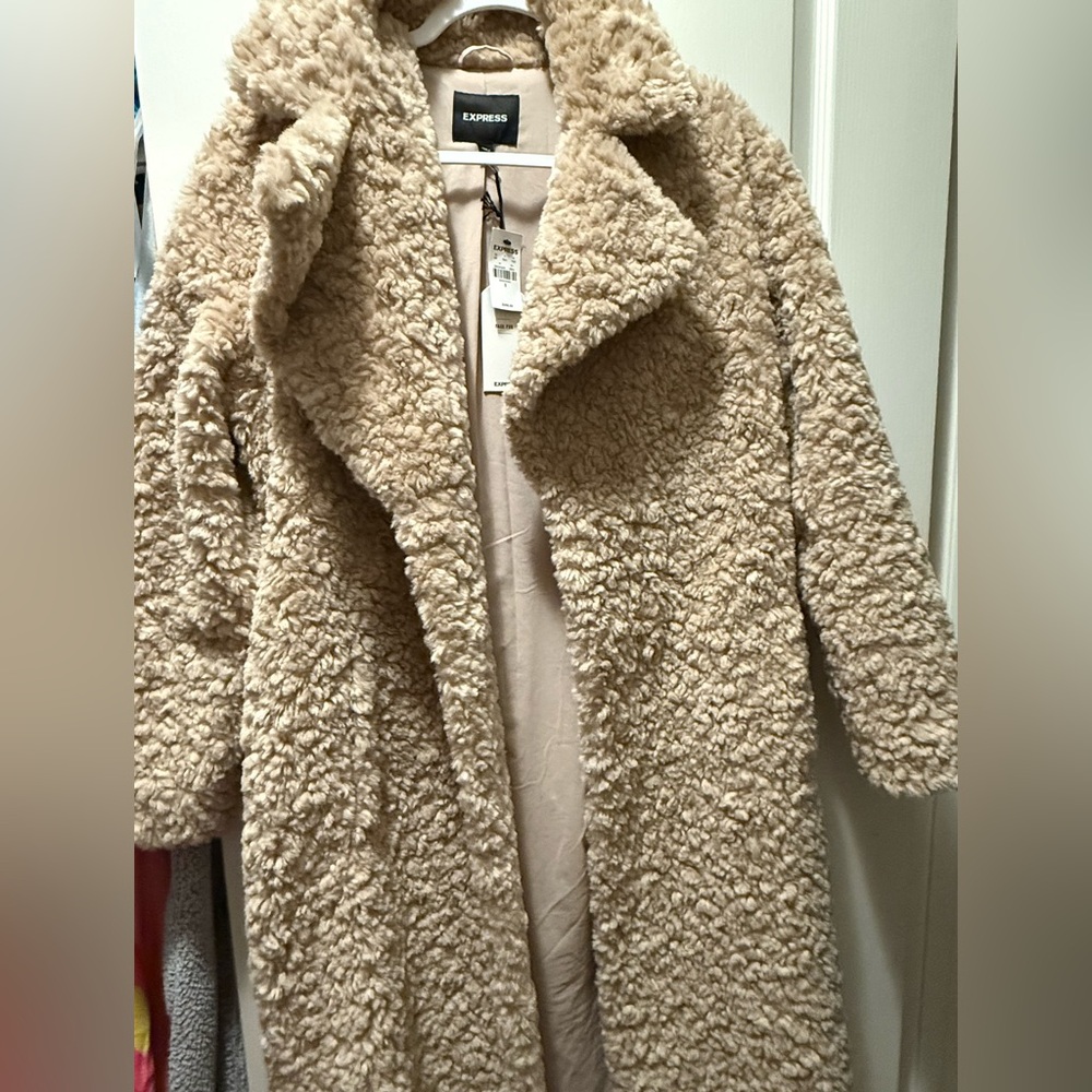 Express Women's Tan Teddy Coat